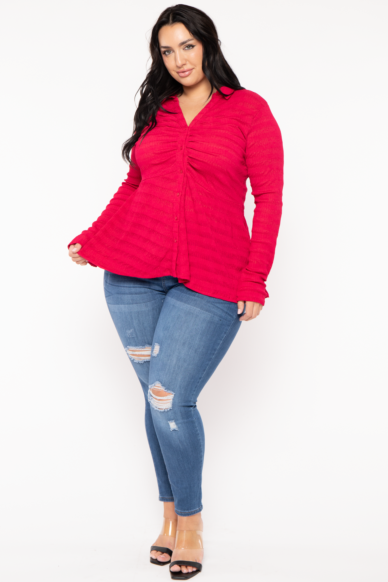 Plus Size Linda Hi -Low  Top - Red