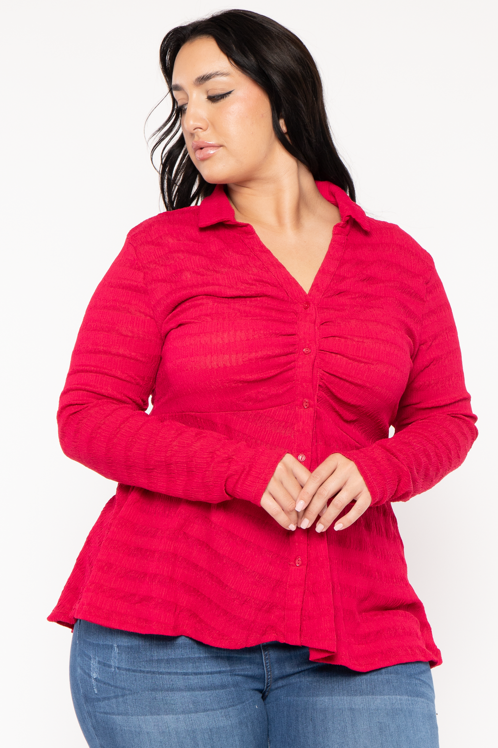 Plus Size Linda Hi -Low  Top - Red