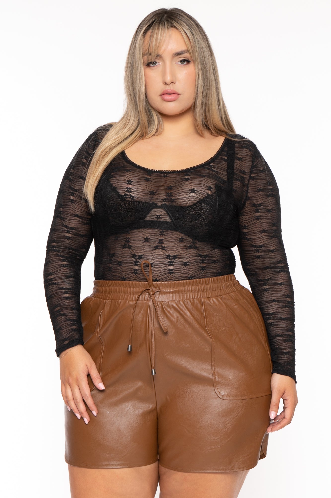 Plus Size Mairi  Lace Bodysuit - Black