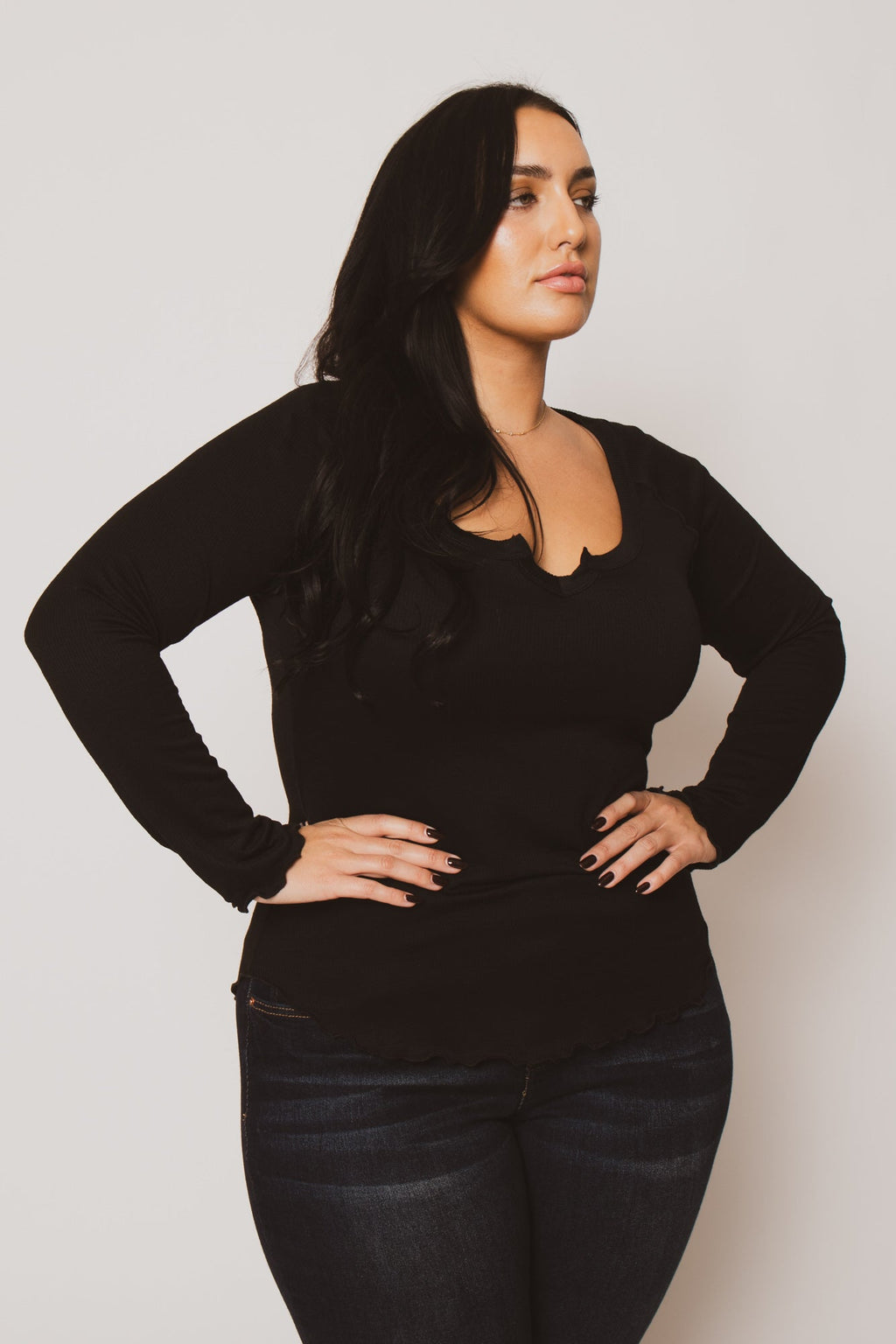 Plus Size  Perfect Ribbed Top - Black