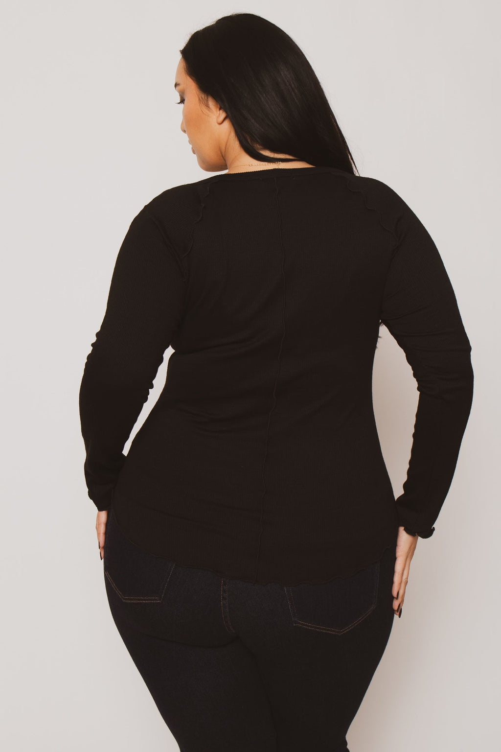 Plus Size  Perfect Ribbed Top - Black