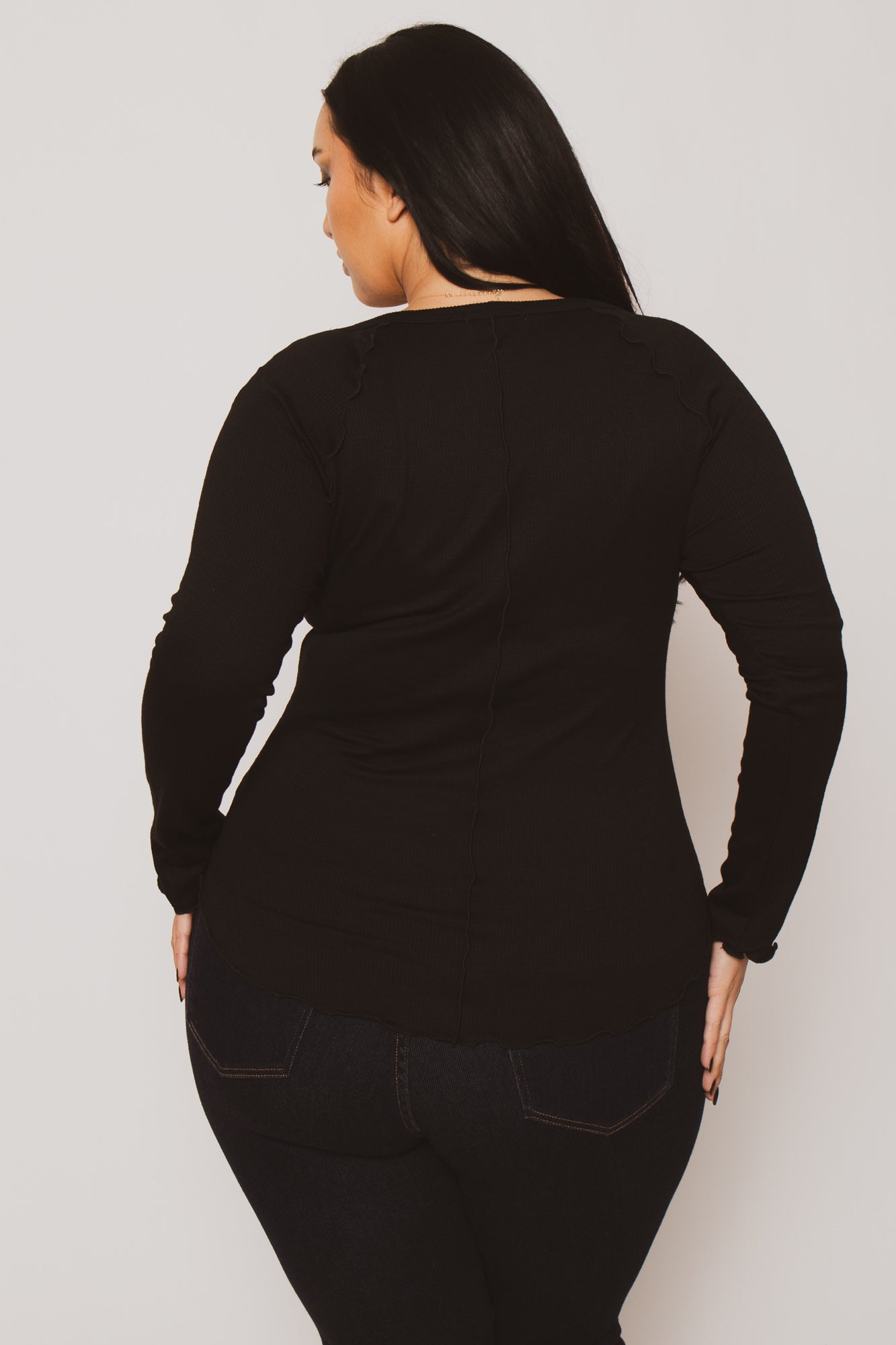 Plus Size  Perfect Ribbed Top - Black