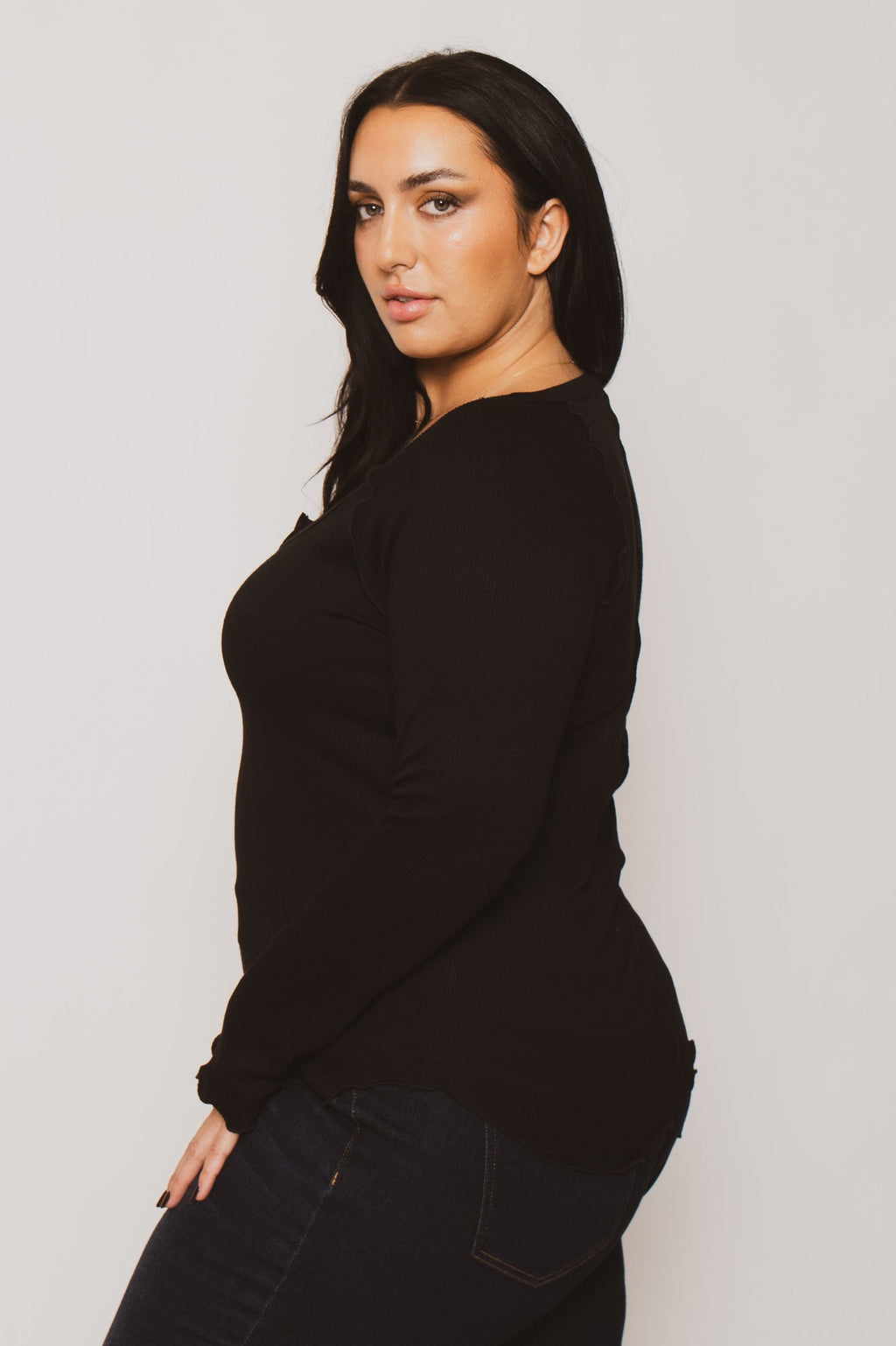 Plus Size  Perfect Ribbed Top - Black