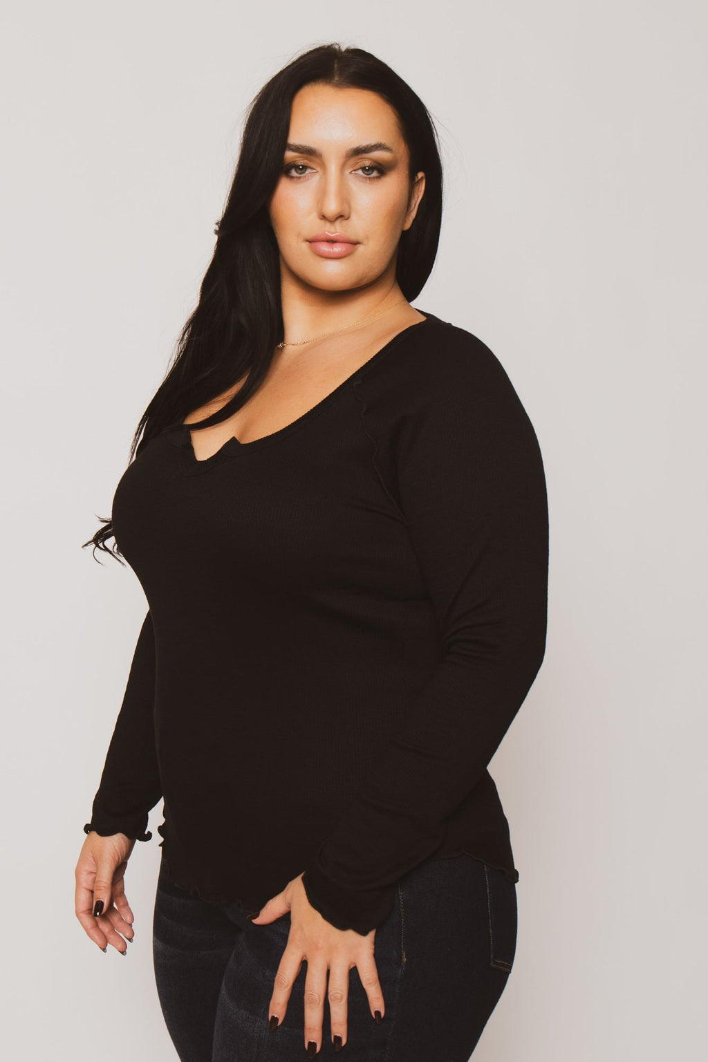 Plus Size  Perfect Ribbed Top - Black