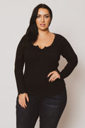 Plus Size  Perfect Ribbed Top - Black