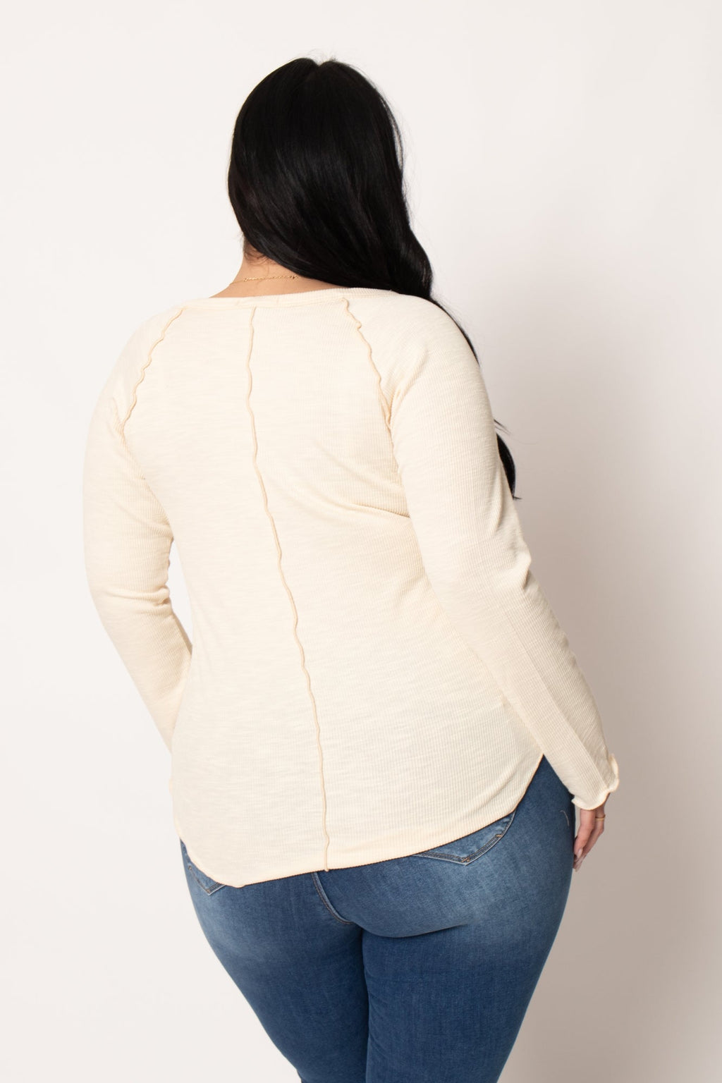 Plus Size  Perfect Ribbed Top - Cream