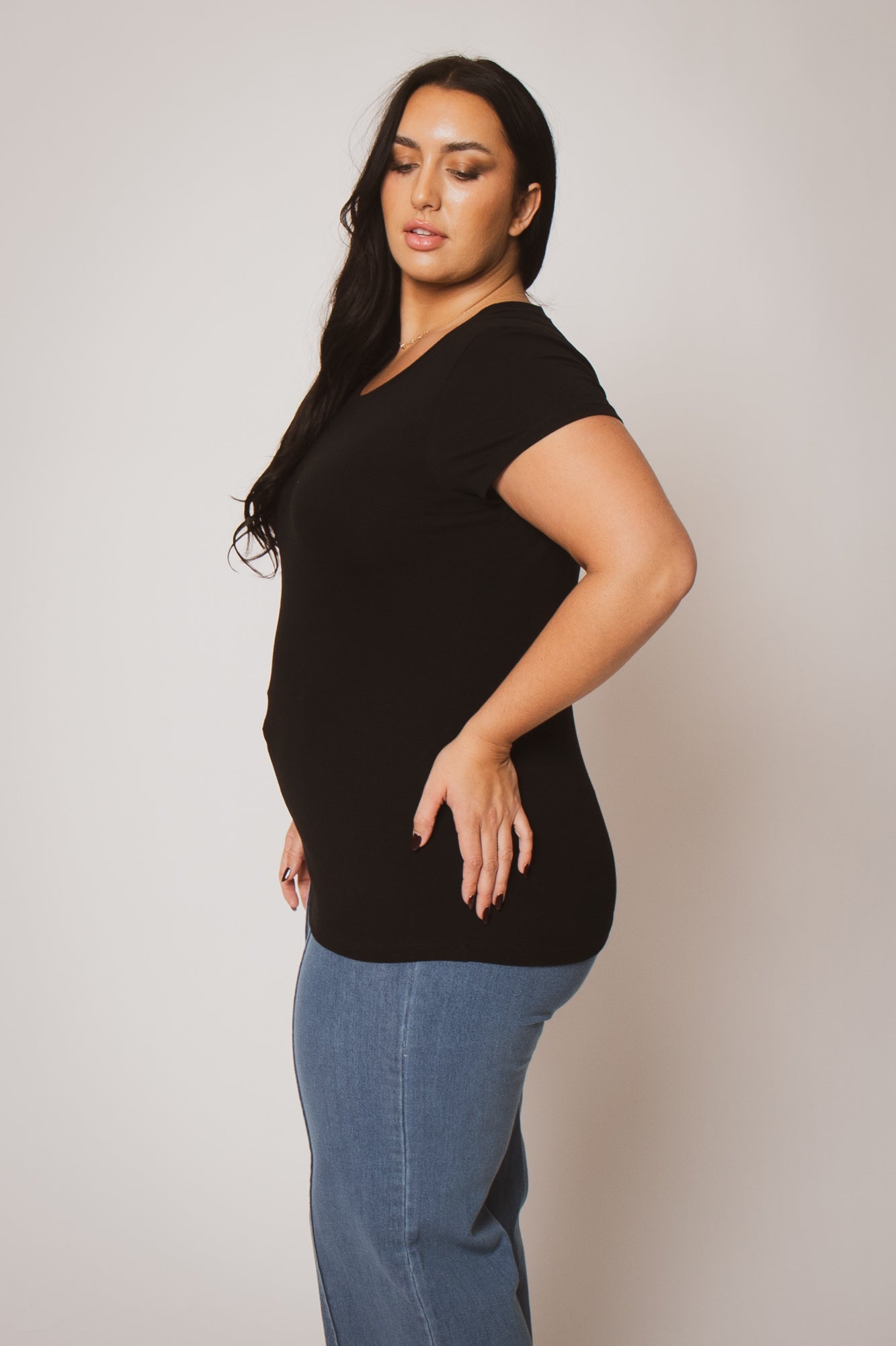 Plus Size Perfect Scoop Tee -Black