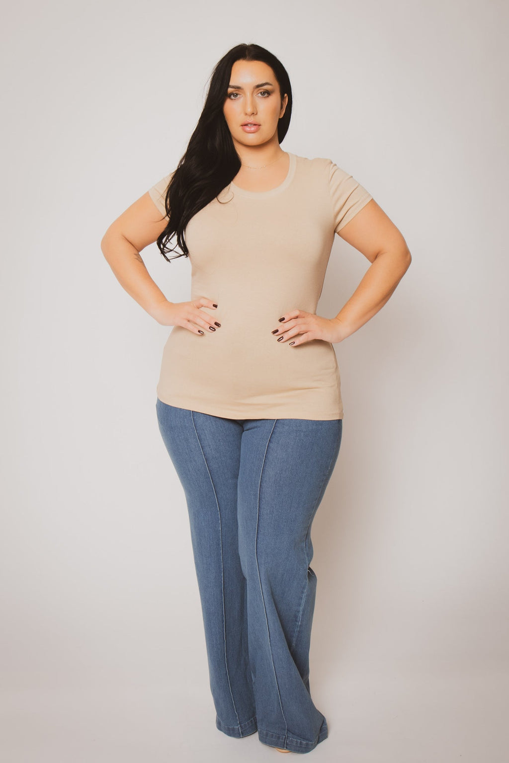 Plus Size Perfect Scoop Tee - Taupe