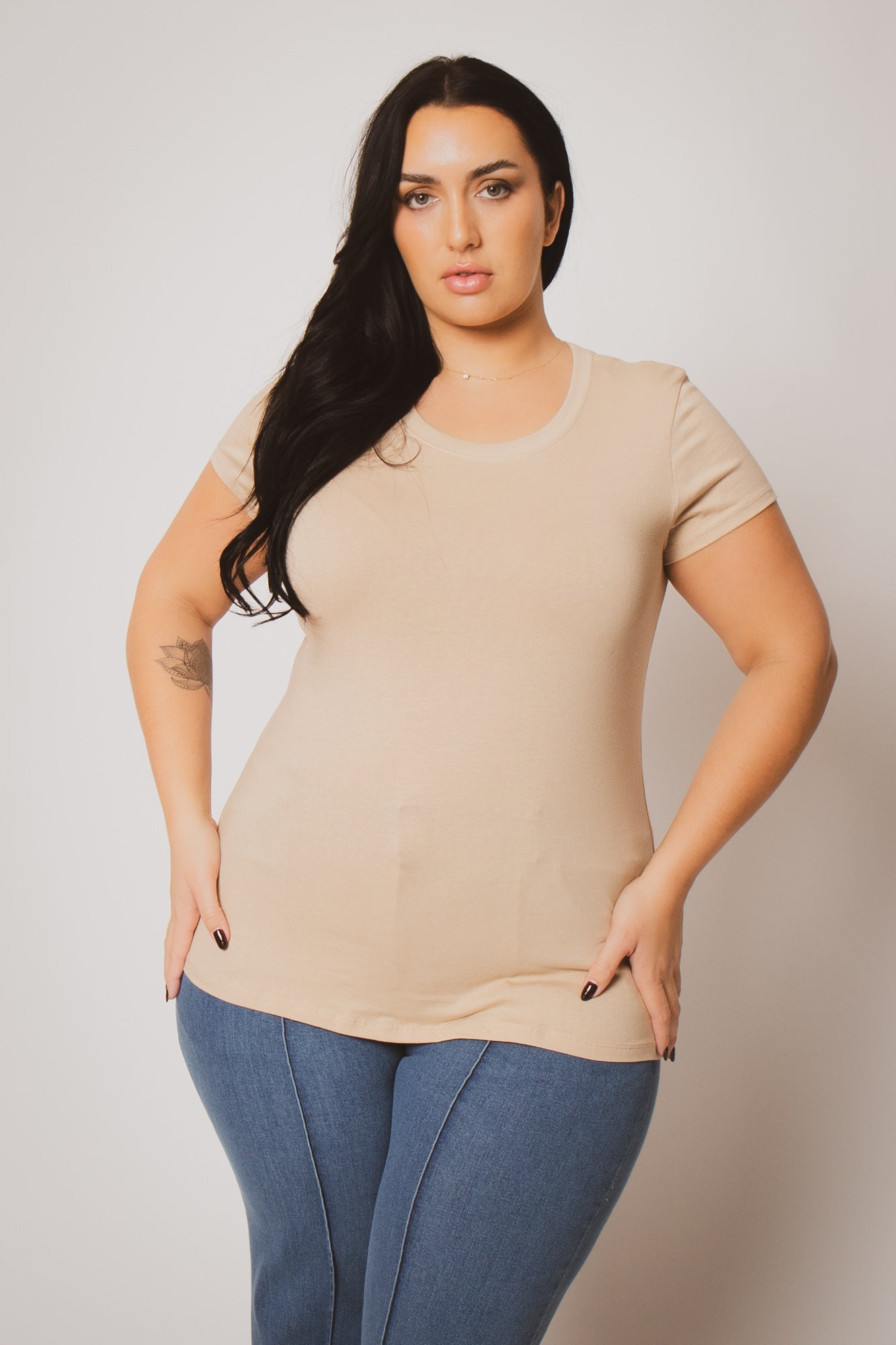 Plus Size Perfect Scoop Tee - Taupe