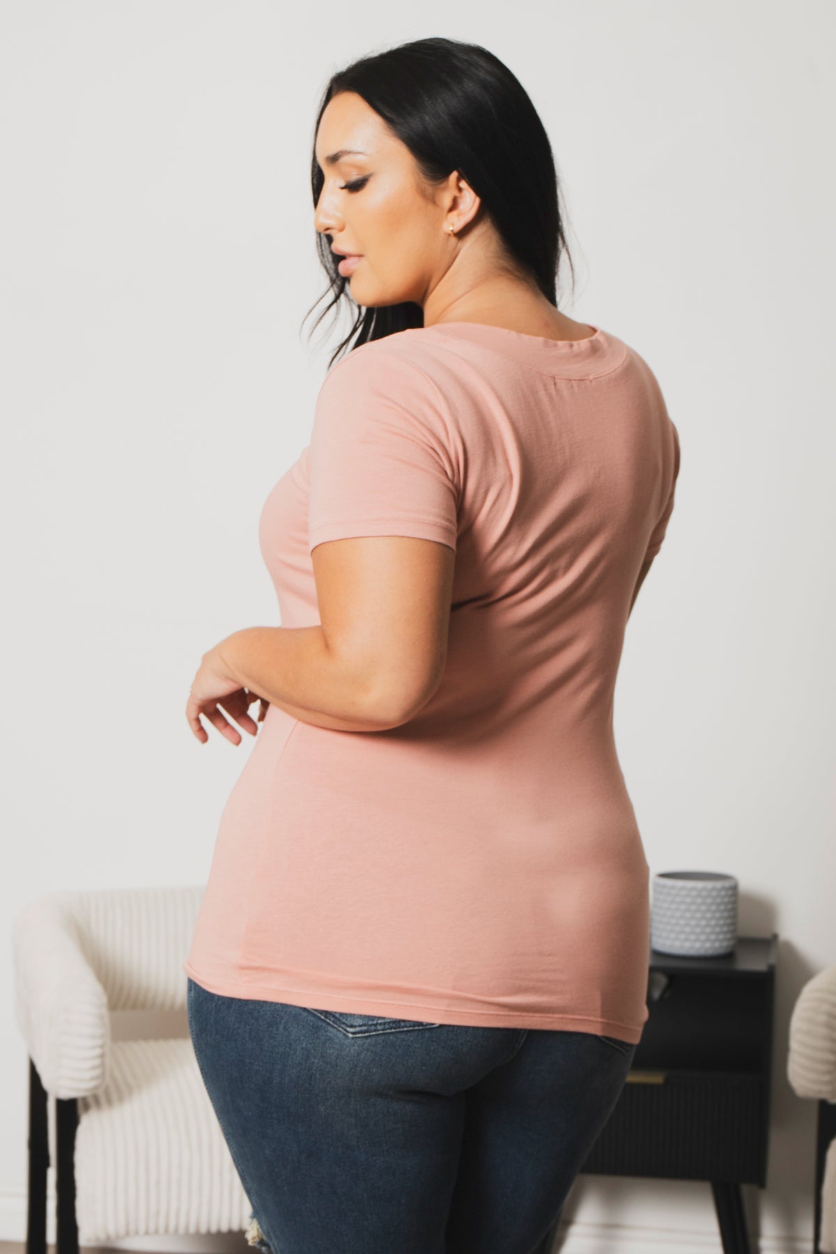 Plus Size Perfect V Tee - Mauve