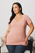 Plus Size Perfect V Tee - Mauve