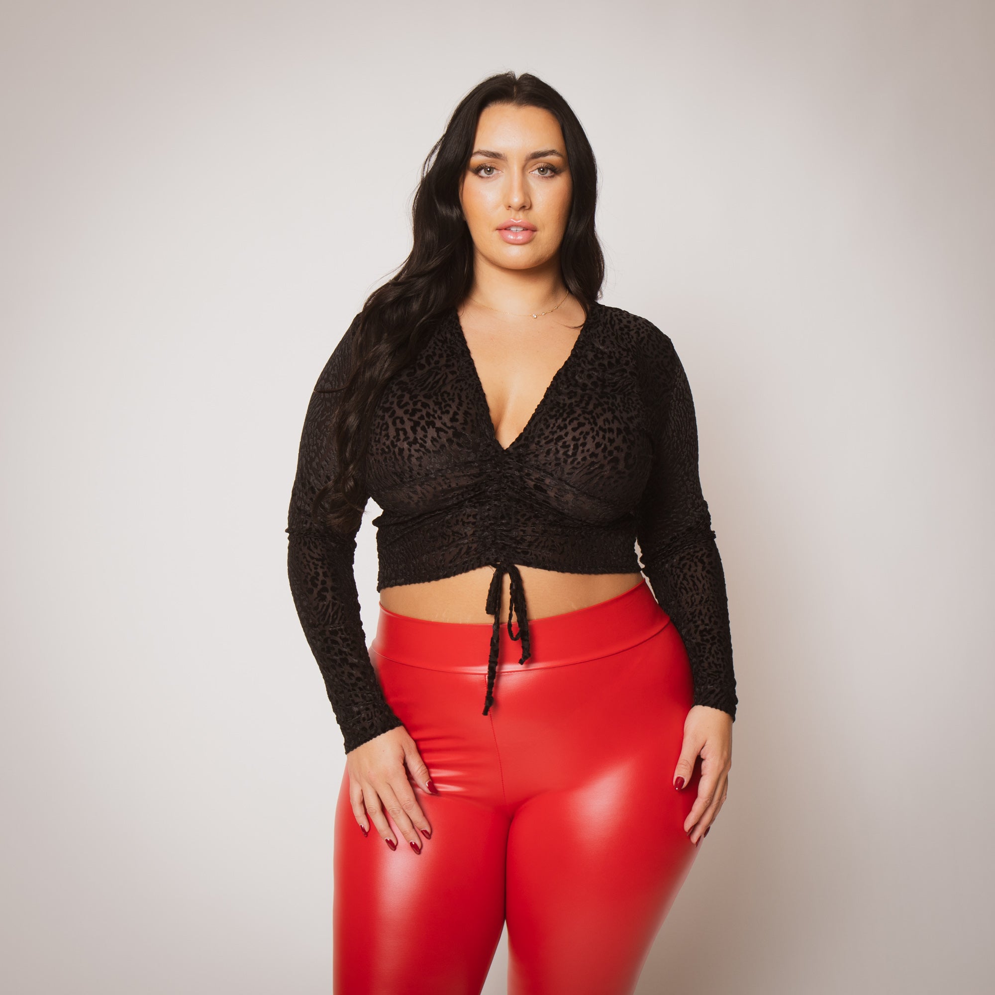 Plus Size Rhea Crop  Top - Black