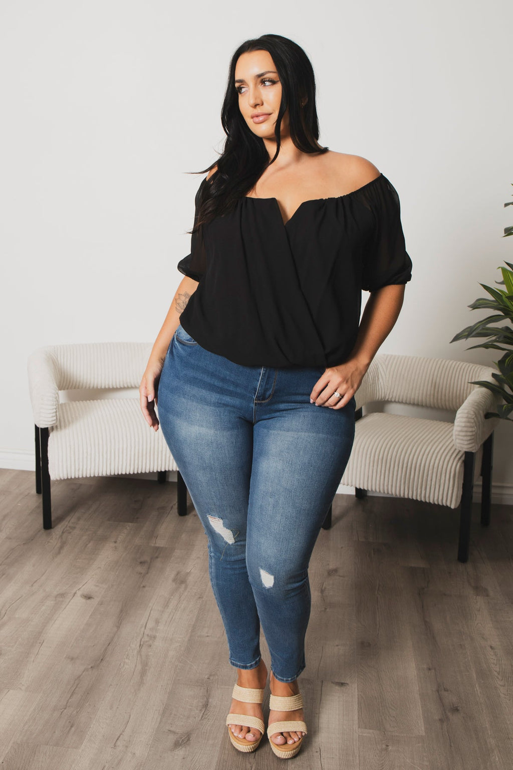 Plus Size Sapphire Breeze Top  - Black