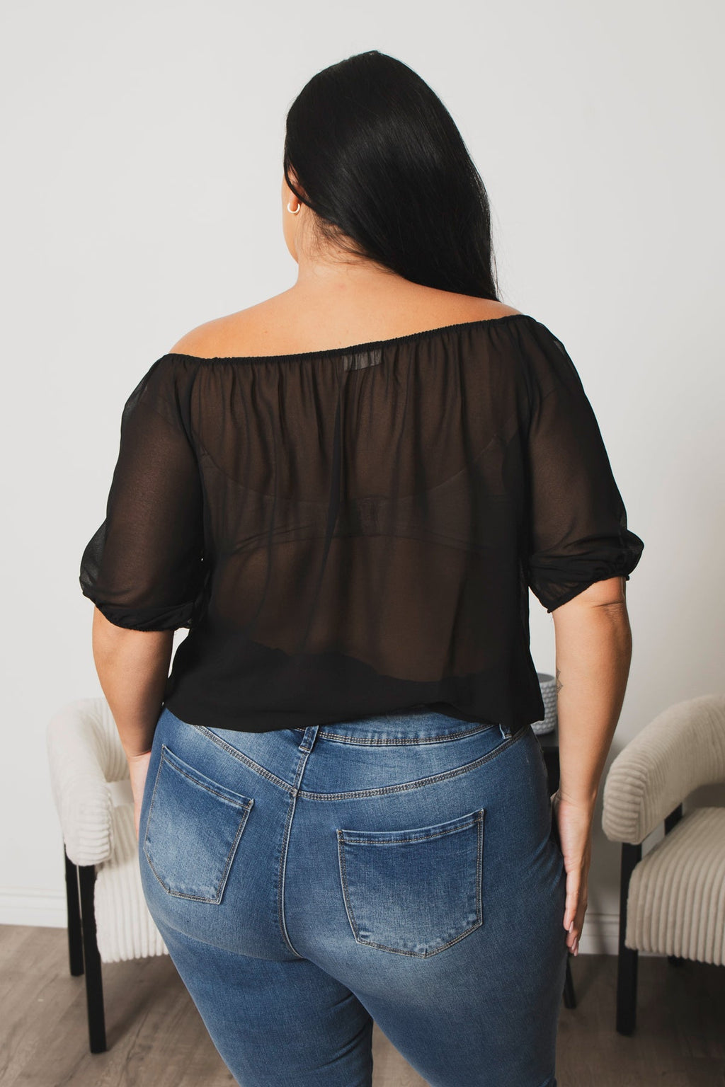 Plus Size Sapphire Breeze Top  - Black
