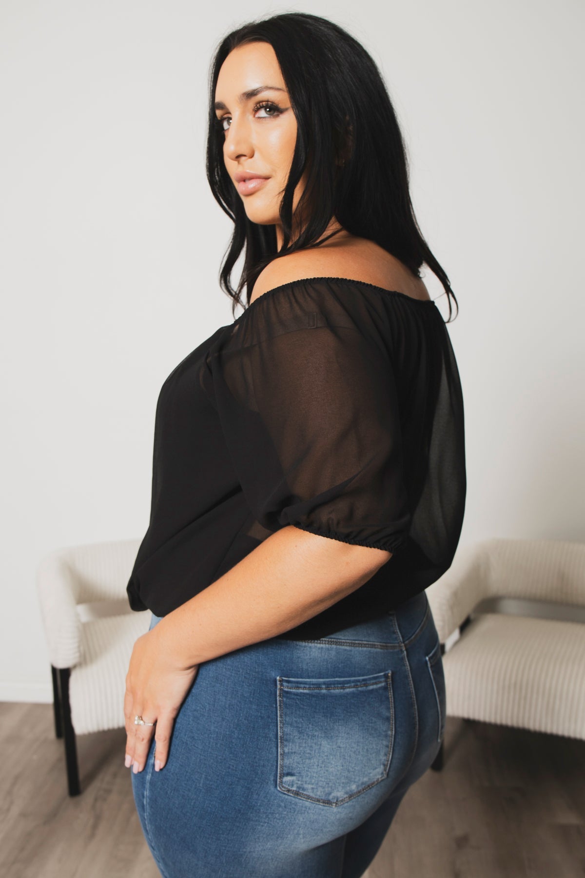 Plus Size Sapphire Breeze Top  - Black