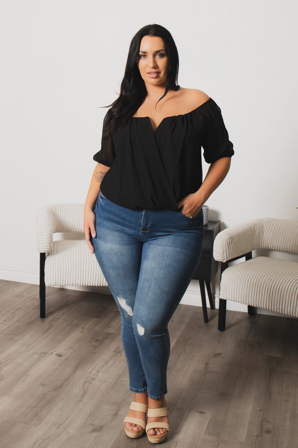 Plus Size Sapphire Breeze Top  - Black