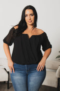 Plus Size Sapphire Breeze Top  - Black