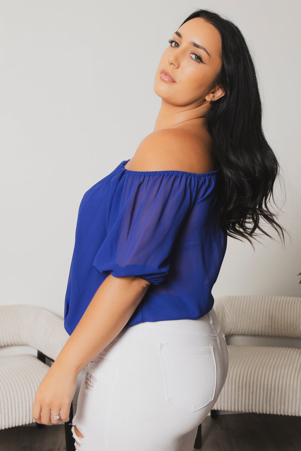Plus Size Sapphire Breeze Top  - Blue