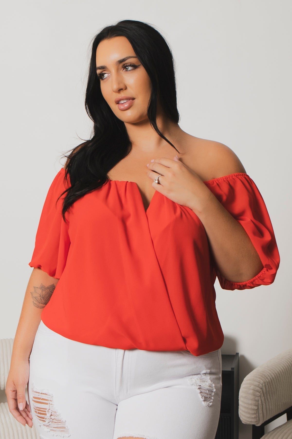 Plus Size Sapphire Breeze Top  - Red