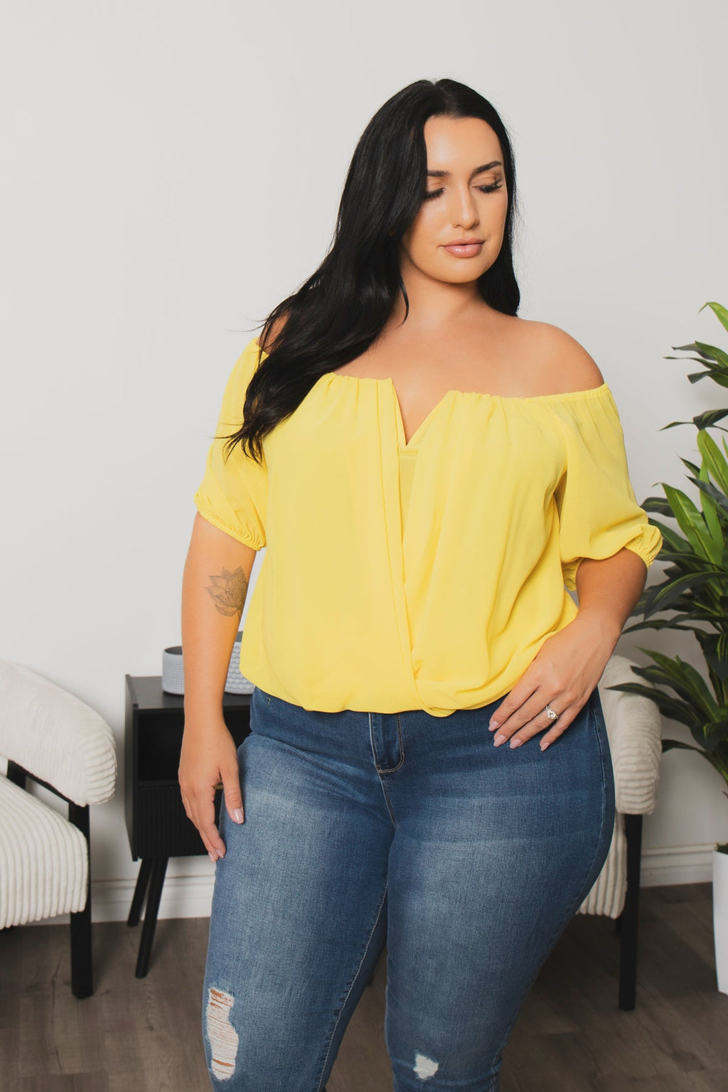 Plus Size Sapphire Breeze Top  - Yellow