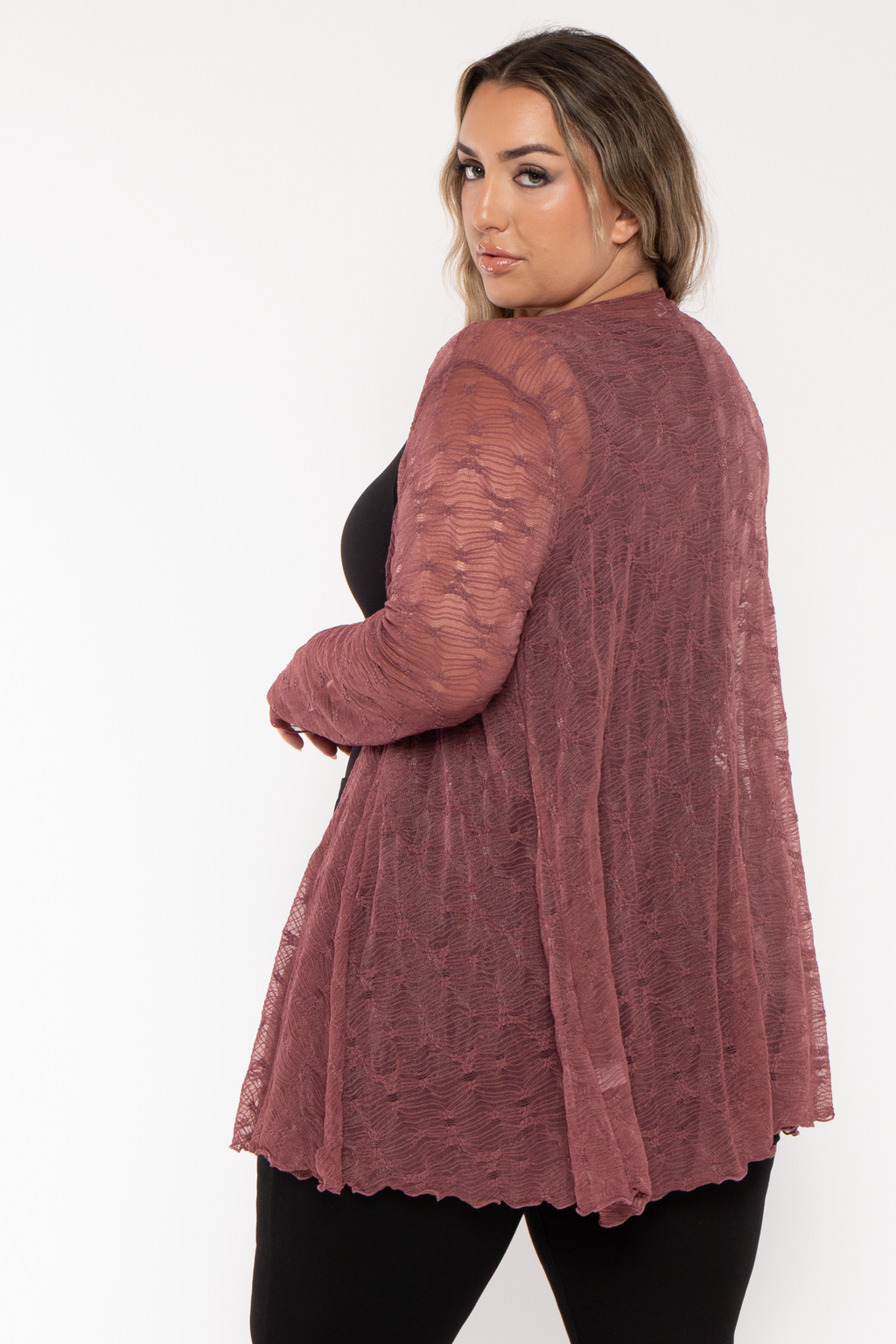 Plus Size Scarlet  Lace Cardigan  - Berry