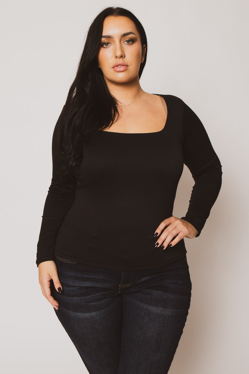 Plus Size Sleek Square Top - Black