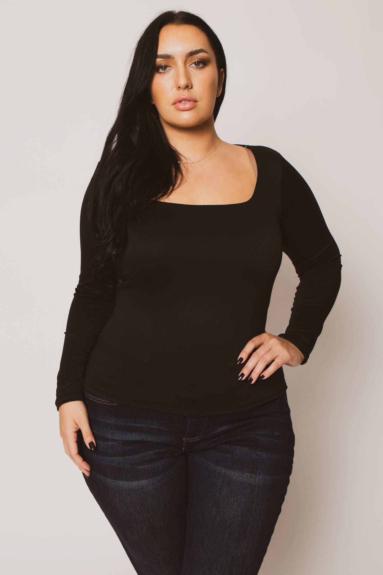 Plus Size Sleek Square Top - Black