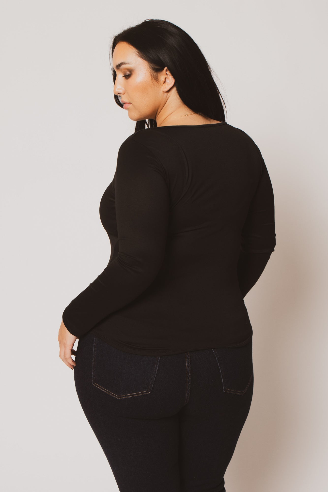 Plus Size Sleek Square Top - Black