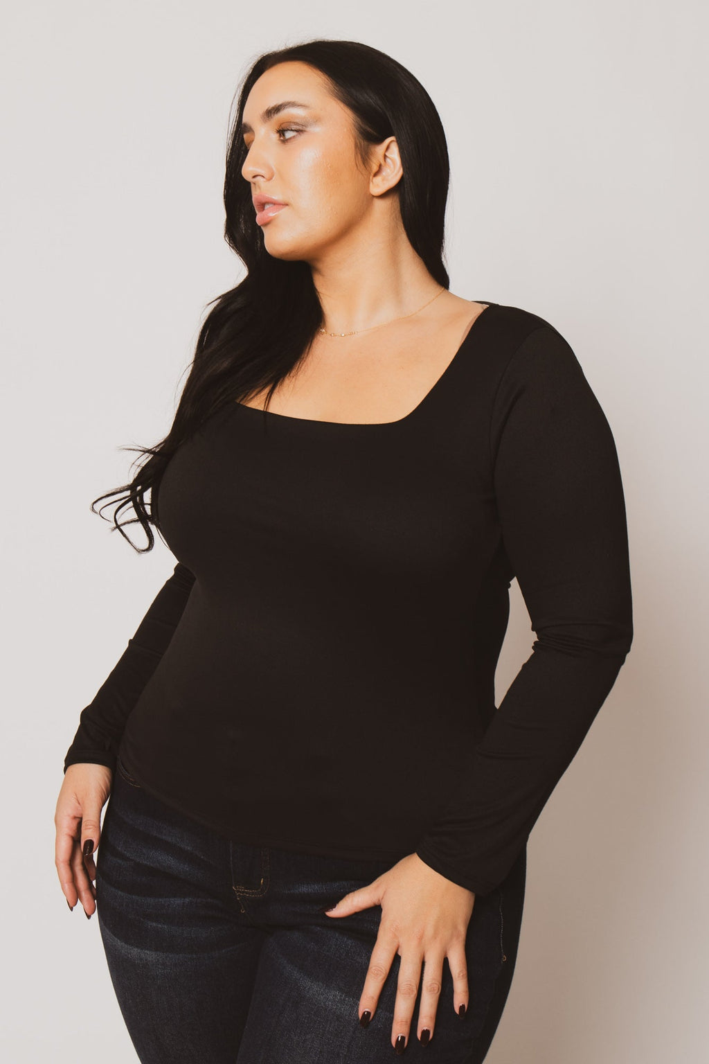 Plus Size Sleek Square Top - Black