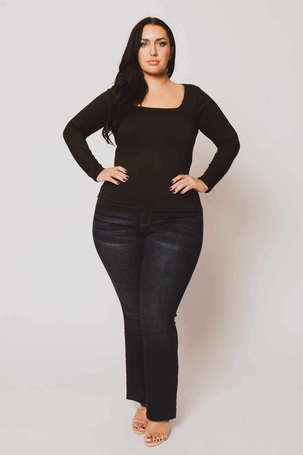 Plus Size Sleek Square Top - Black