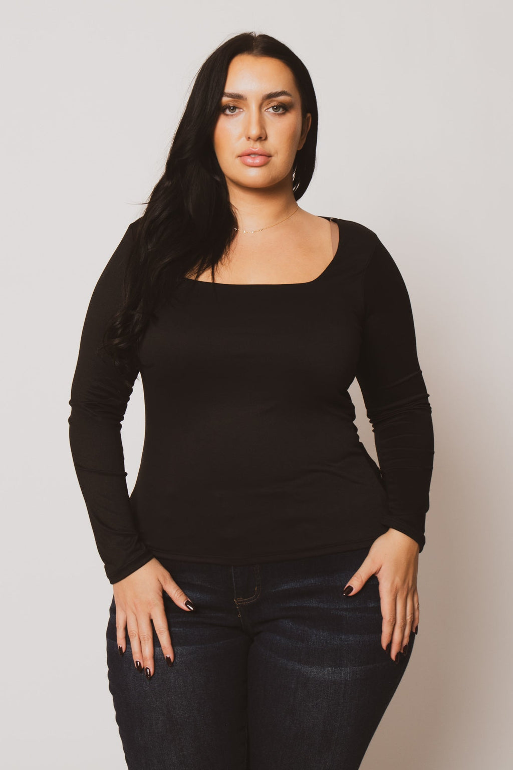Plus Size Sleek Square Top - Black