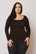 Plus Size Sleek Square Top - Black