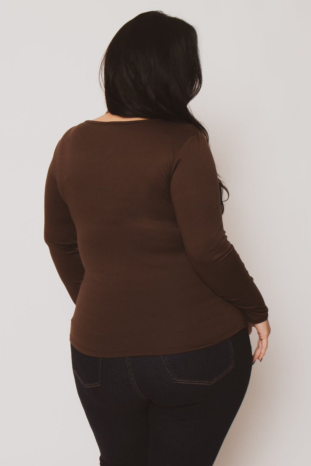 Plus Size Sleek Square Top - Brown