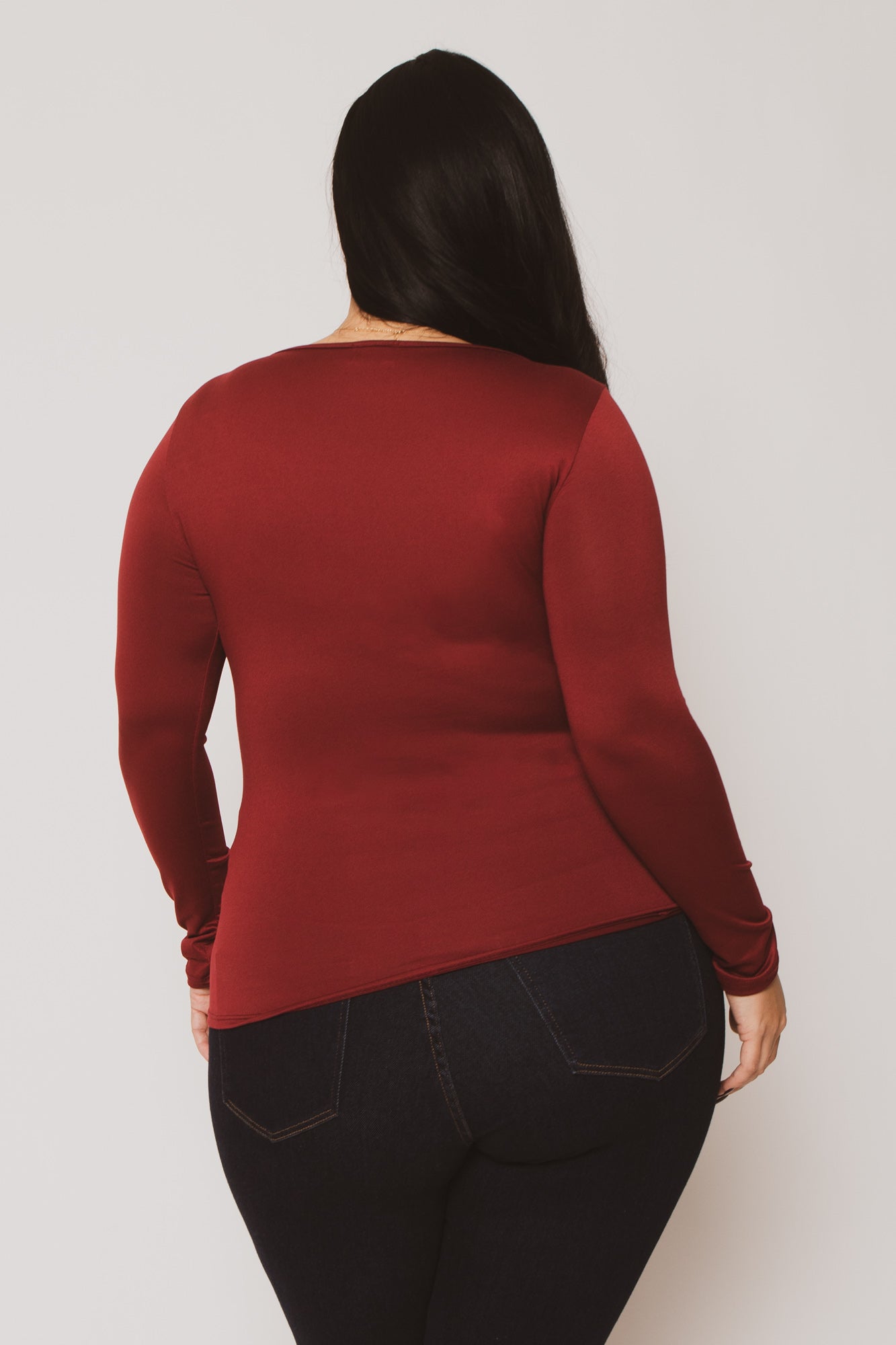 Plus Size Sleek Square Top - Burgundy