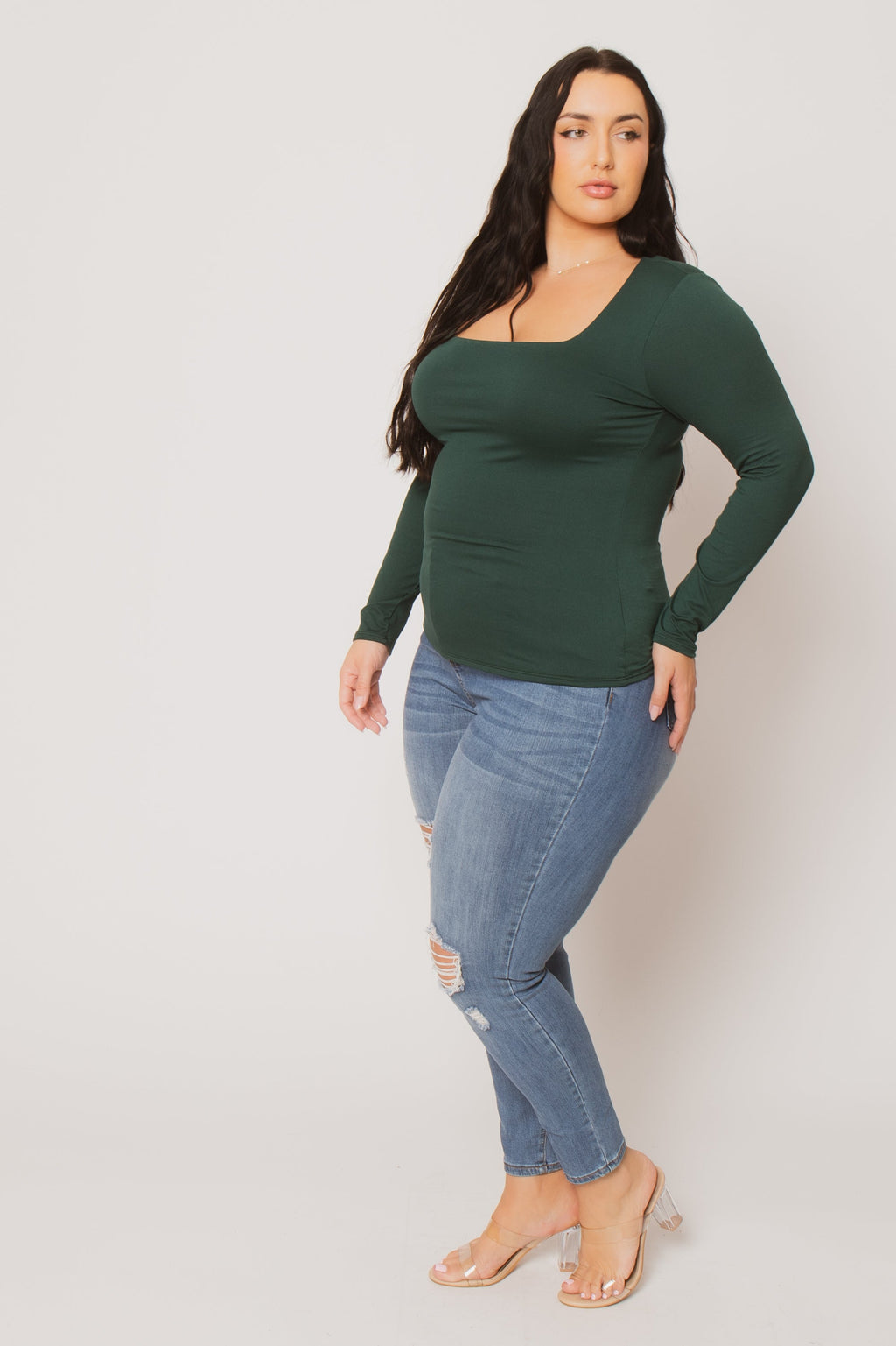 Plus Size Sleek Square Top - Green
