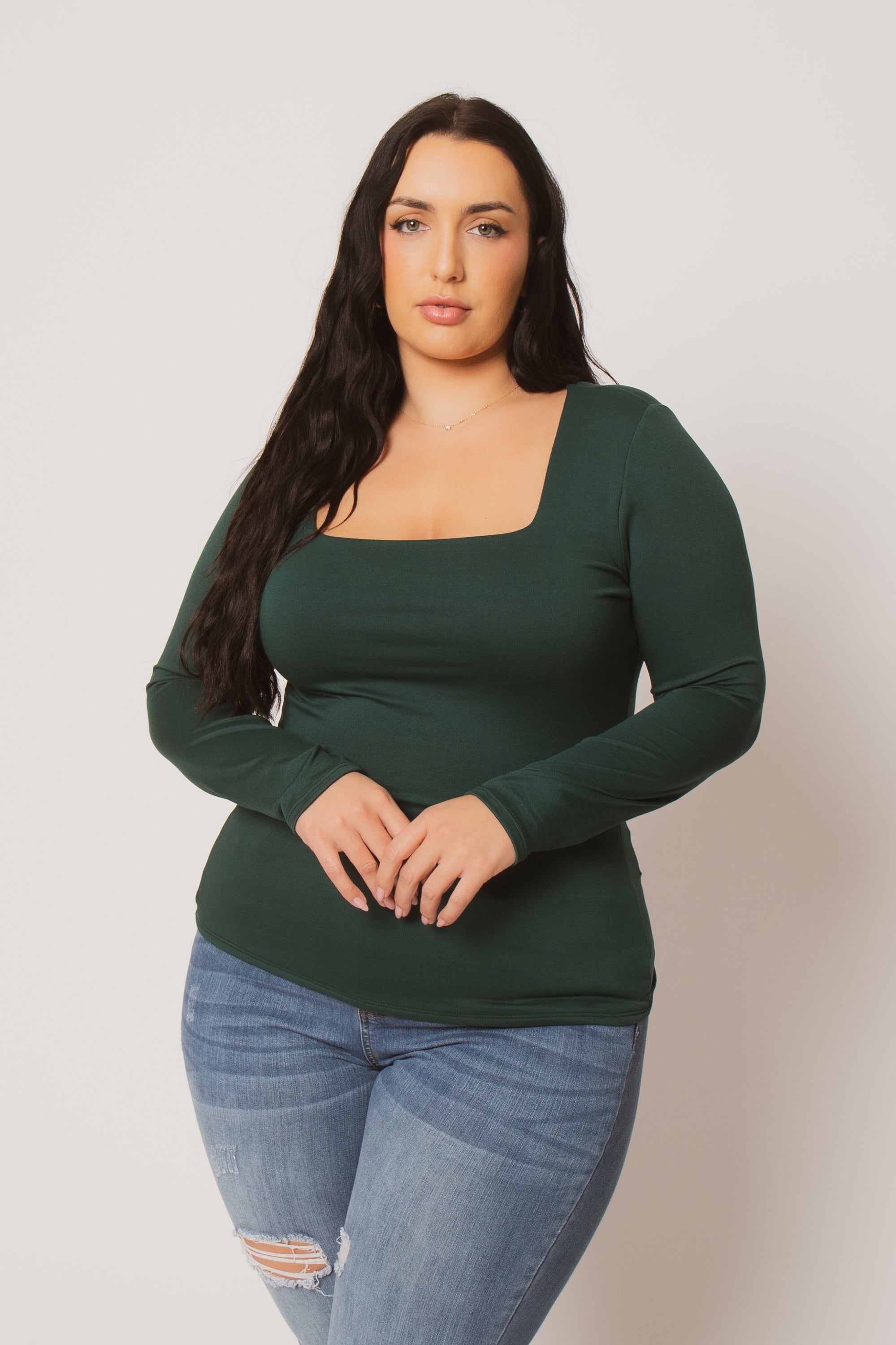 Plus Size Sleek Square Top - Green