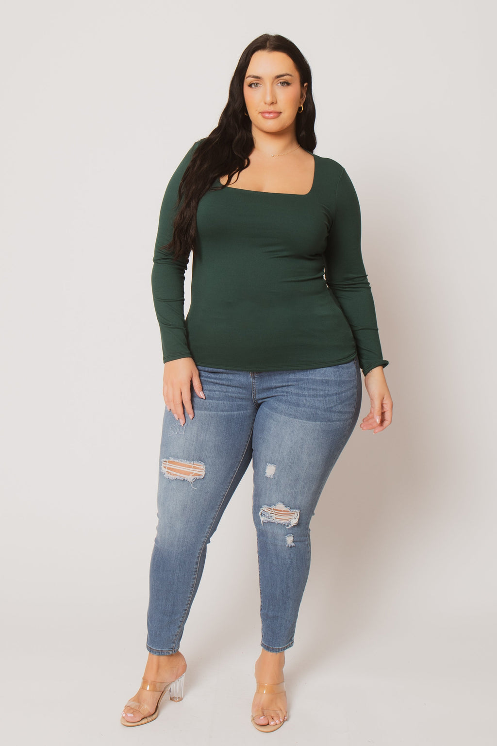 Plus Size Sleek Square Top - Green