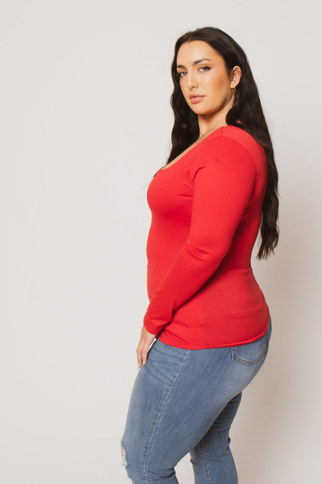 Plus Size Sleek Square Top - Red