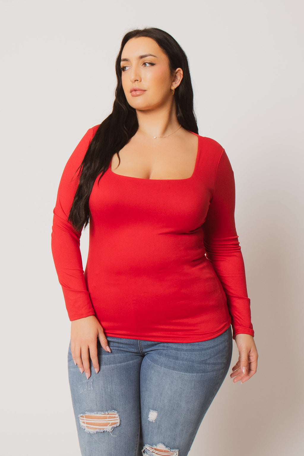 Plus Size Sleek Square Top - Red