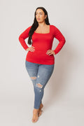 Plus Size Sleek Square Top - Red