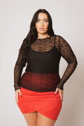 Plus Size Sultry Lace Top  - Black