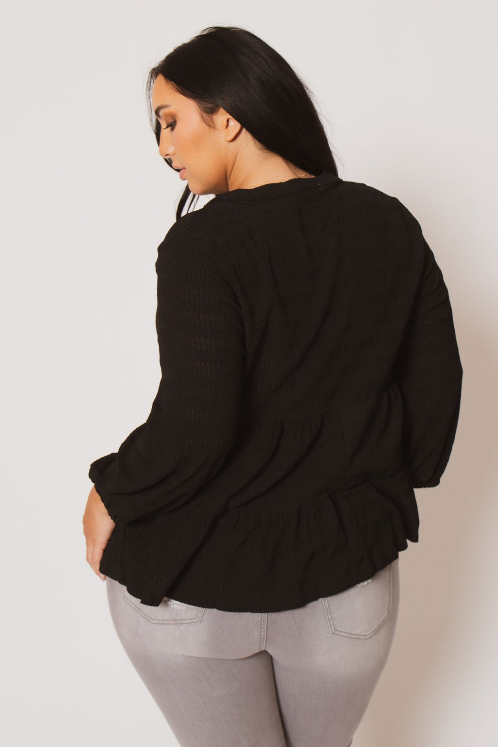 Plus Size Tessa Babydoll Top - Black