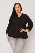 Plus Size Tessa Babydoll Top - Black