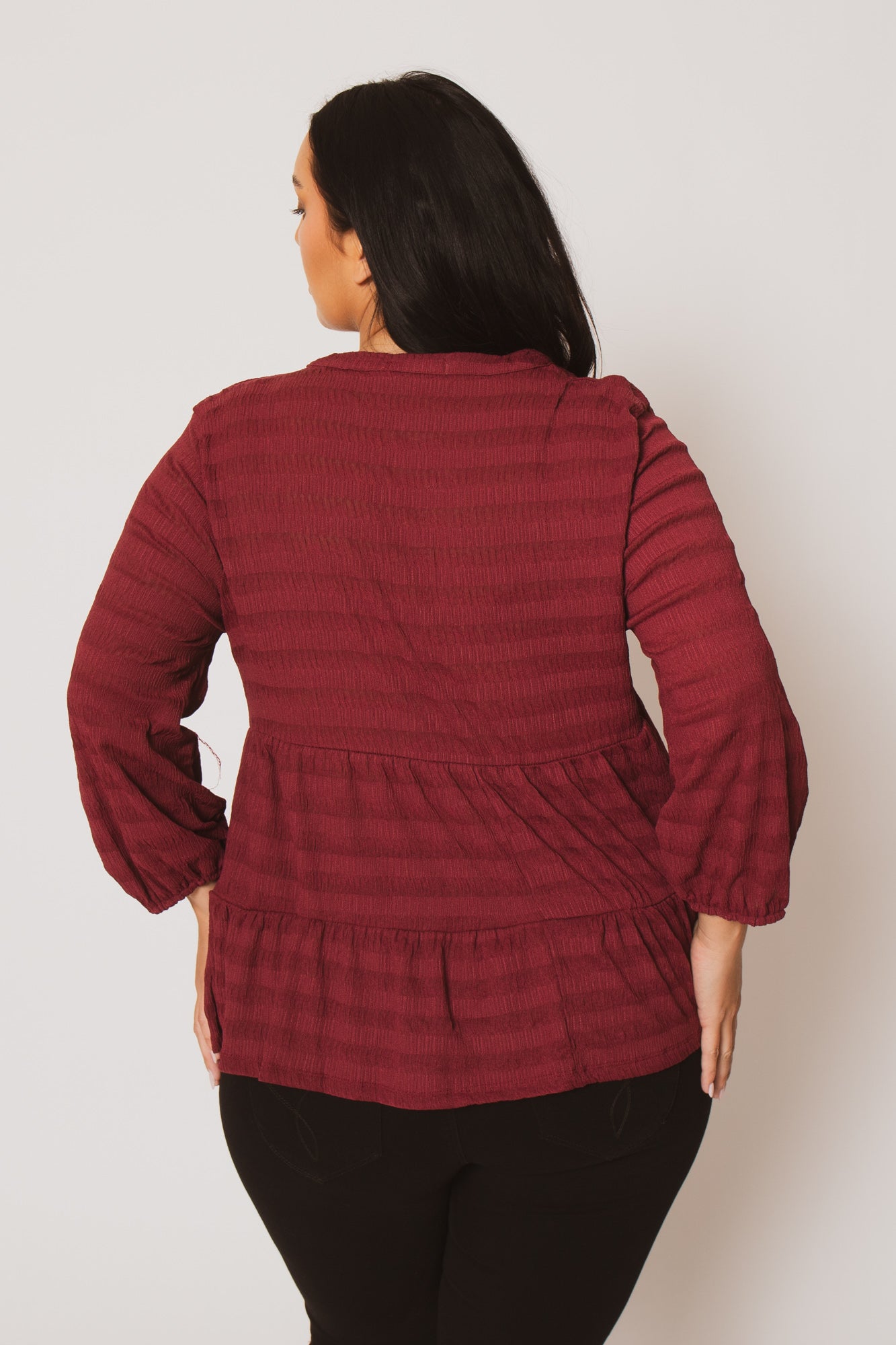 Plus Size Tessa Babydoll Top - Burgundy
