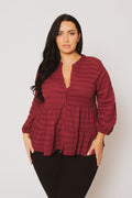 Plus Size Tessa Babydoll Top - Burgundy