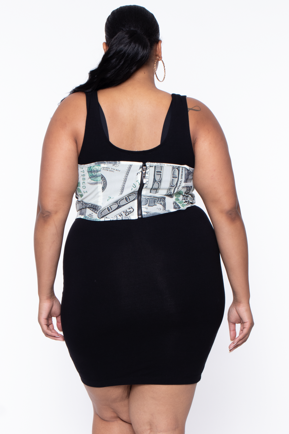Plus Size Underbust Bill Print Mesh Bustier - Ivory