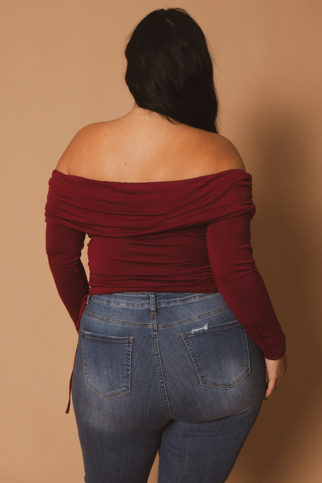 Plus Size Valentina Ruched Top  - Burgundy