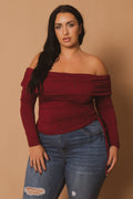 Plus Size Valentina Ruched Top  - Burgundy