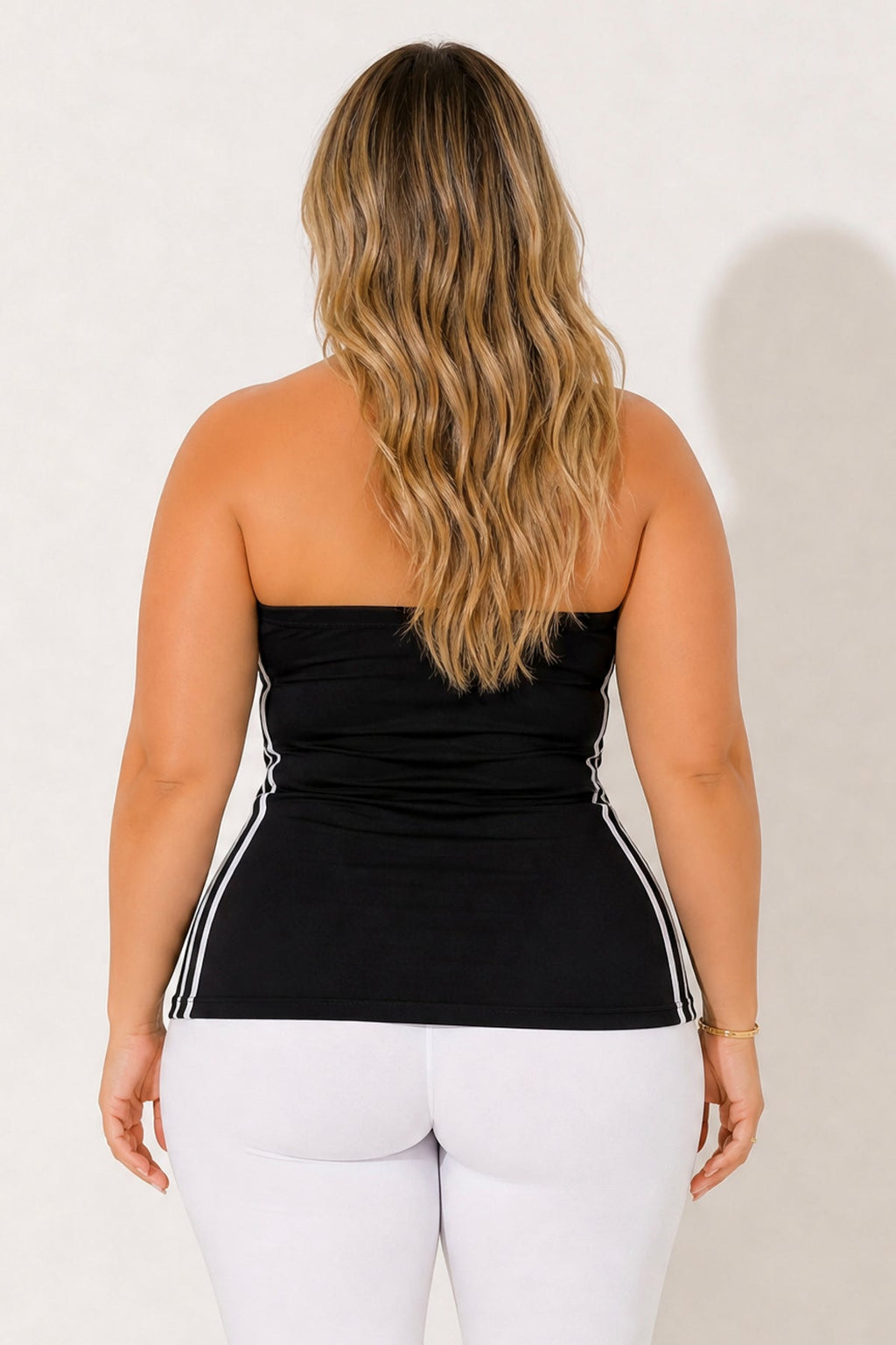 Plus Size Varsity Muse Tube Top - Black