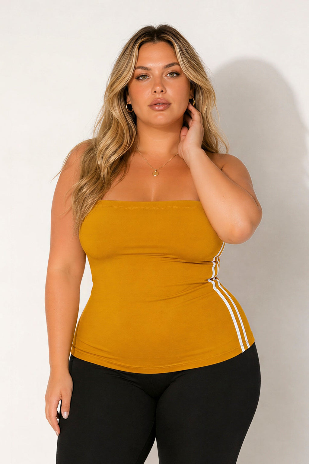 Plus Size Varsity Muse Tube Top - Mustard
